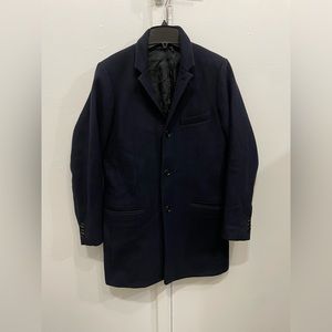 Abercrombie & Fitch Italian Wool-Blend Topcoat Navy Small